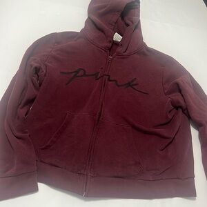 Pink Victoria’s Secret jacket, XL maroon with black lettering